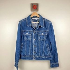 Tommy Hilfiger Denim Jean Jacket Dark Blue Womens Size XLarge Vintage